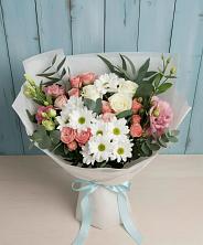 Букет цветов из:  Розы, Лизиантусы и Хризантемы в Темпы