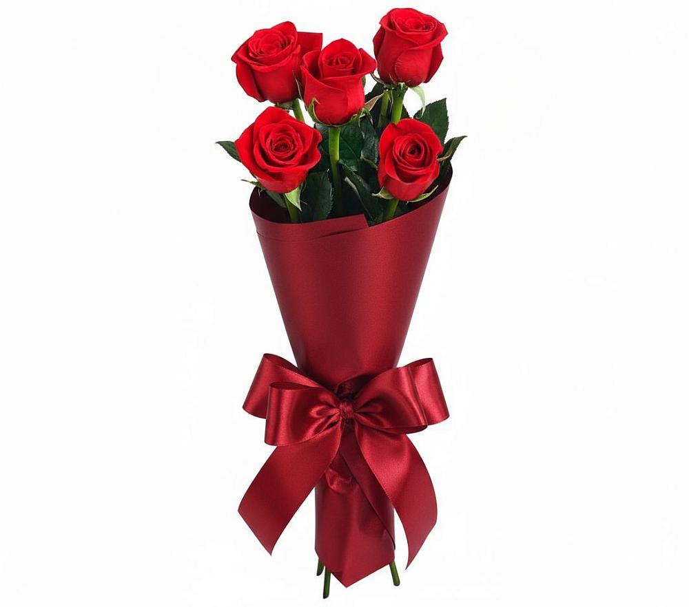 Букет 5 Красных роз Эдлесс Лав в Темпы