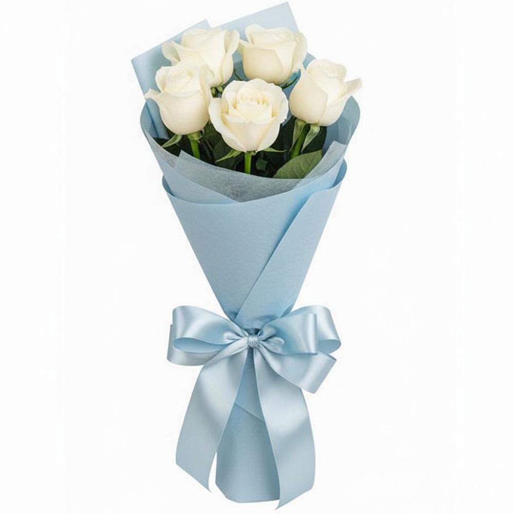 Букет 5 Белых роз Проуд в Темпы