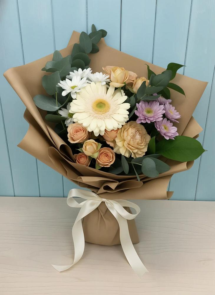 Букет цветов из: Герберы и Хризантемы в Темпы