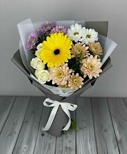 Букет цветов из:  Розы, Герберы и Хризантемы в Темпы