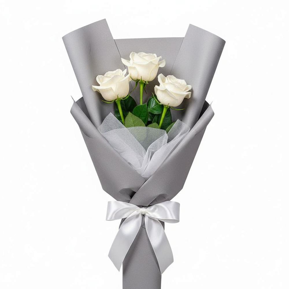 Букет 3 белые розы в Темпы