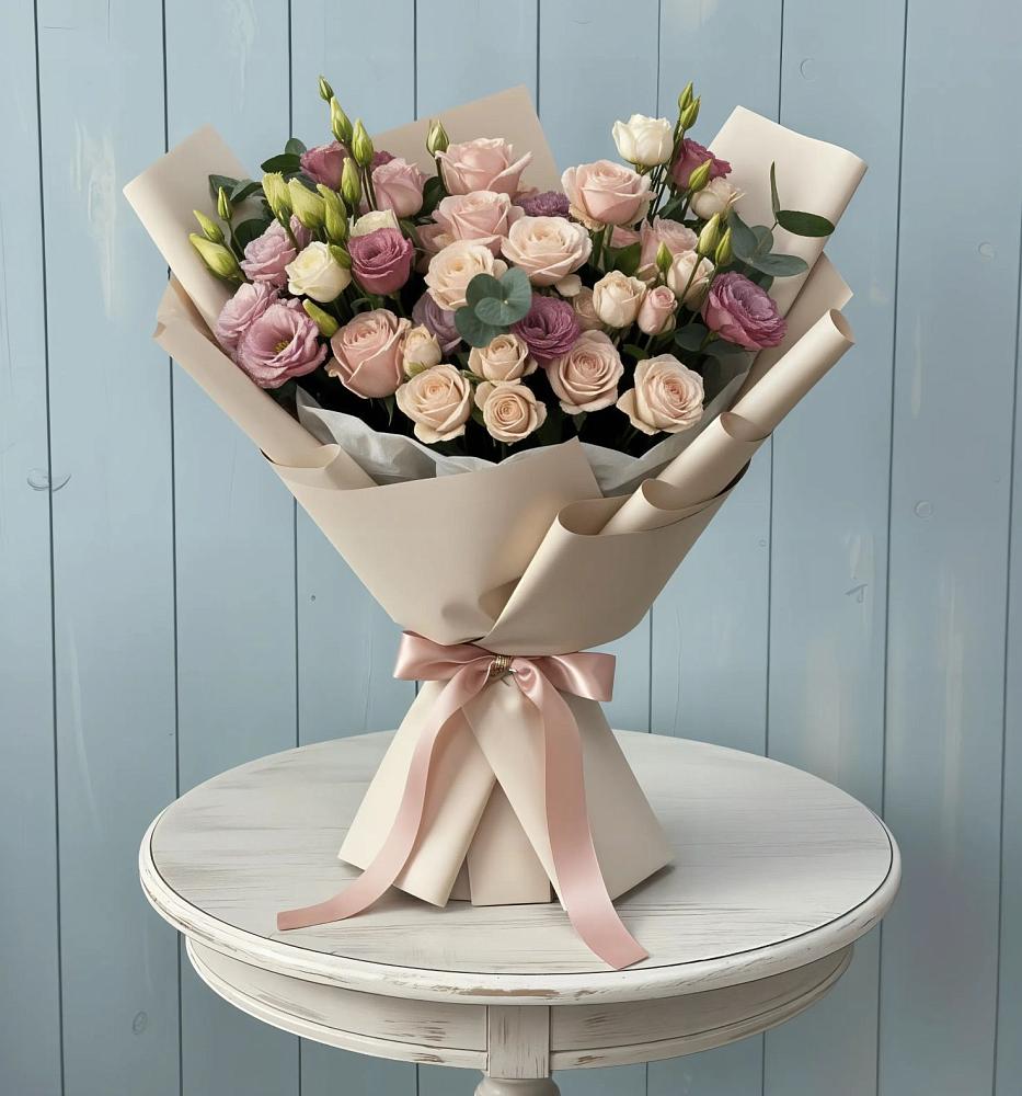 Букет цветов из: Розы и Лизиантусы в Темпы