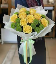 Букет цветов из:  Хризантемы и Розы в Темпы