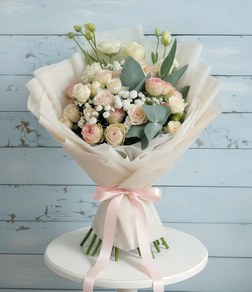 Букет цветов из: Розы и Лизиантусы в Темпы