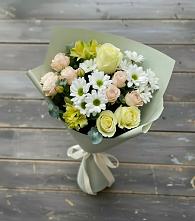 Букет цветов из:  Альстромерии, Розы и Хризантемы в Темпы