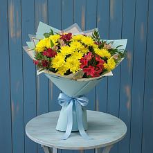 Букет цветов из:  Альстромерии и Хризантемы в Темпы