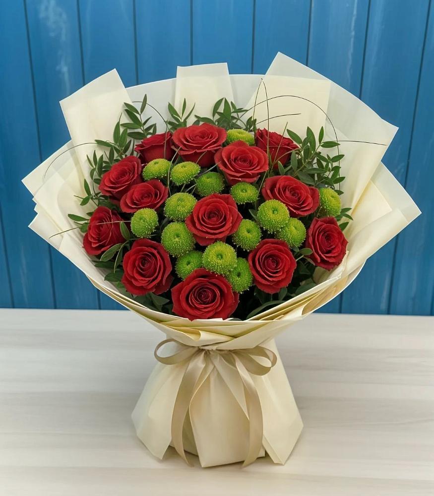 Букет цветов из: Розы и Хризантемы в Темпы