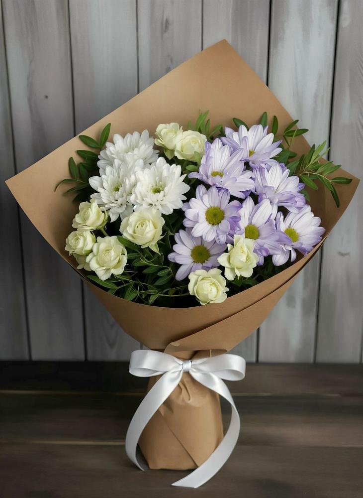 Букет цветов из: Хризантемы и Розы в Темпы